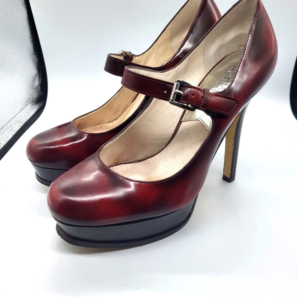 Michael Kors Eboni Bordeaux Mary Janes Platform Pump Sz.9 - Picture 2 of 16